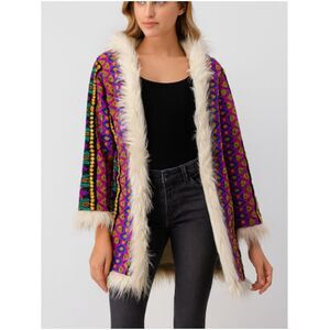 Ooto Multicolor Afghan Coat Women's Size S/M Boho Embroidered